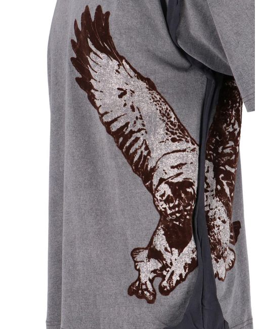 DIESEL Gray Peeloff" T-Shirt With Eagle Print for men