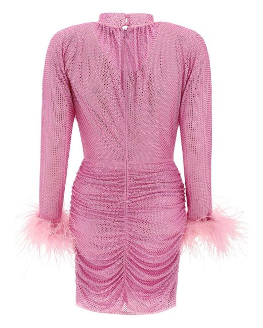 Self-Portrait Pink Rhinestone Feather Dress