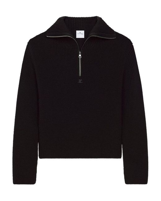 Courreges Black Zipped Wool Sweater