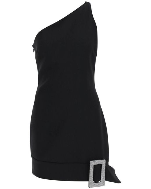 GIUSEPPE DI MORABITO Black One-Shoulder Mini Dress With Rhin