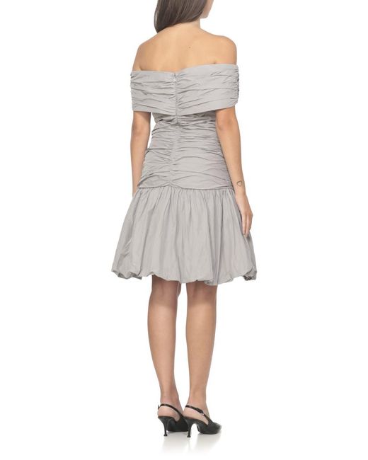 ROTATE BIRGER CHRISTENSEN Gray Draped Mini Dress With Rear Zip Closure