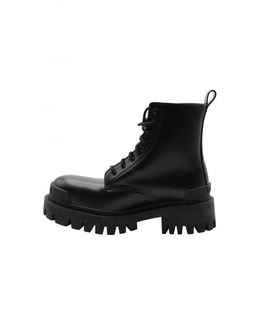 Balenciaga Black Strike 20mm Lace-up Boot Shoes