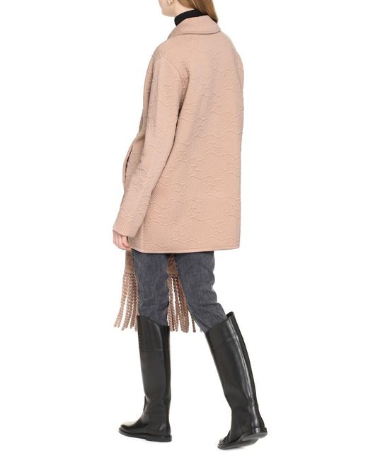 Fendi Pink Double-Breasted Knit Jacket
