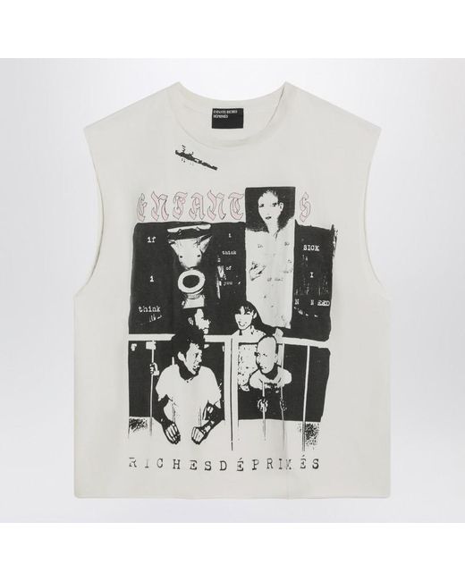Enfants Riches Deprimes White Sleeveless Vintage-effect T-shirt With Print for men