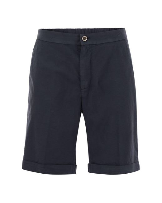 Peserico Blue Stretch Cotton Shorts for men