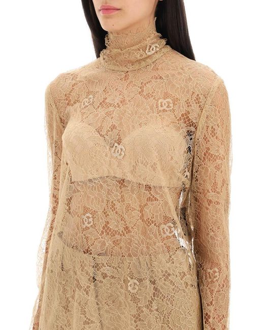 Dolce & Gabbana White Blouse In Logoed Floral Lace