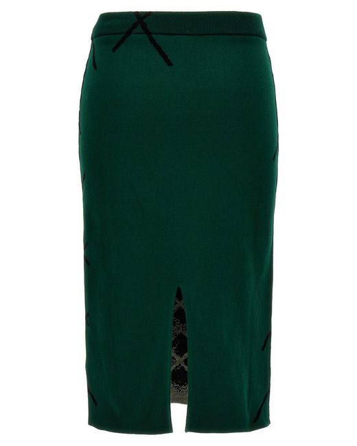Burberry Green Argyle Pattern Skirt Skirts