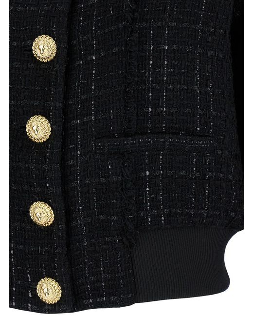 Balmain Black Crop Cardigan With Buttons