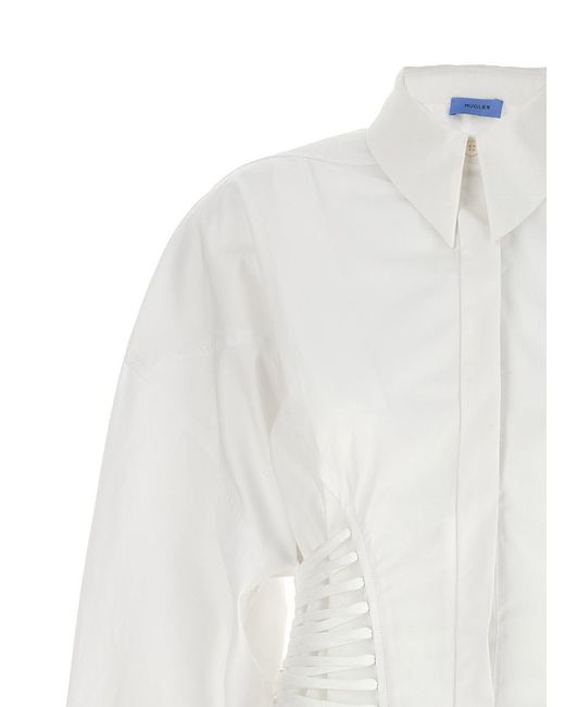 Mugler White Laced-up Shirt, Blouse