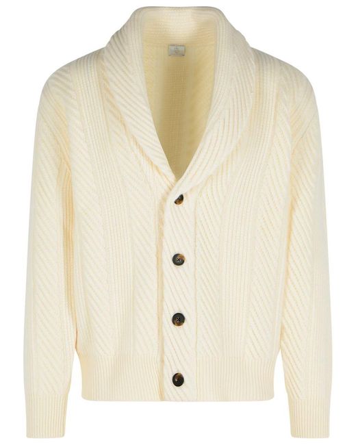 Eleventy Natural Ivory Wool Blend Cardigan for men