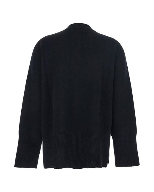 Grifoni Blue Oversize Crewneck Sweater With Ribbed Trims