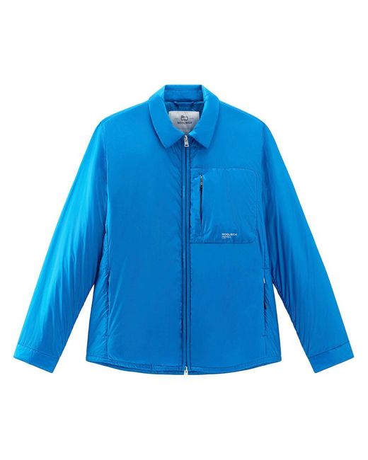 Woolrich Blue Pertex Padded Shirt Jacket for men