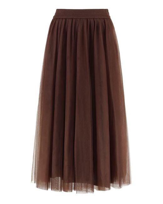 Fabiana Filippi Brown Midi Tulle Skirt