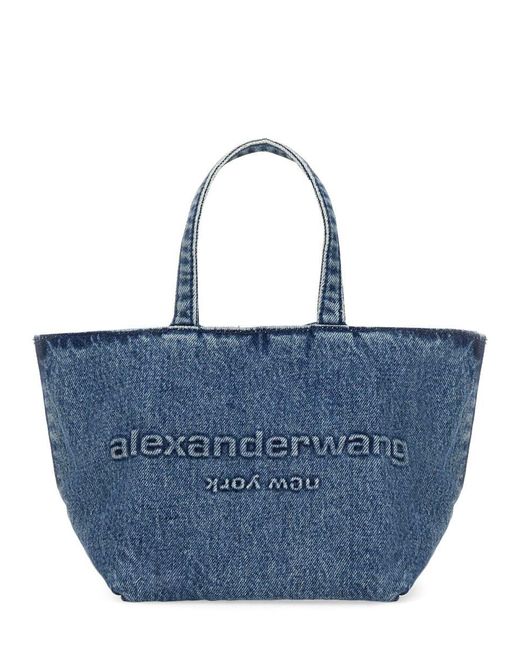 Alexander Wang Blue Mini Punch Denim Tote Handbag