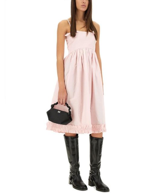Ganni Pink Cotton Dress