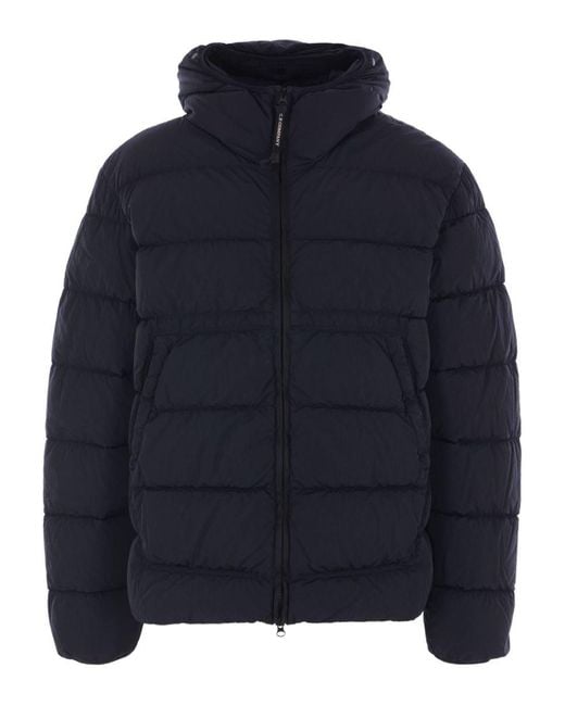 C P Company Blue Chrome-R Hooded Down Jacket for men