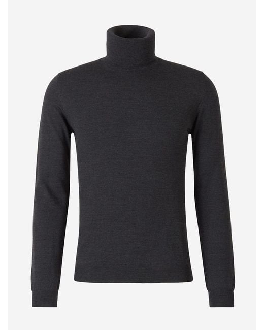 Zanone Black Wool Turtleneck Sweater for men