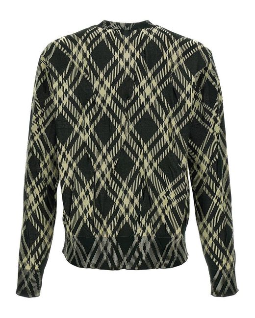 Burberry Gray Check Crinkled Sweater for men