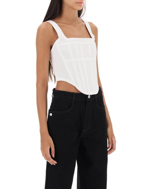 Dion Lee White Corset Top In Jersey