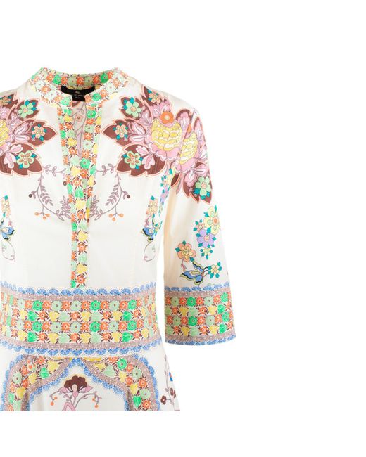 Etro Metallic Cotton Dress With Floral Print Balance