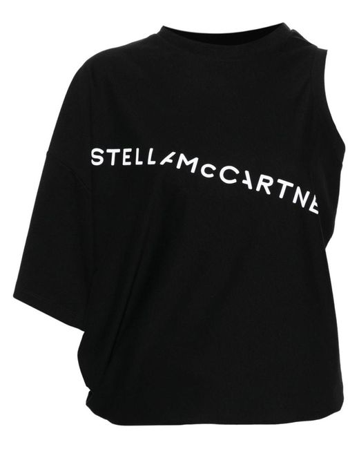 Stella McCartney Black Asymmetric Sleeves T-Shirt
