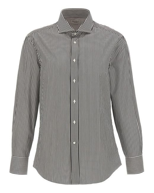 Brunello Cucinelli Gray Striped Shirt for men