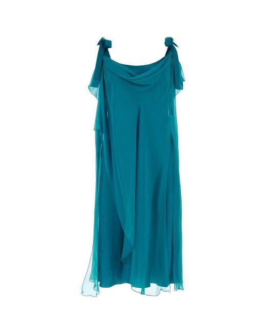 Alberta Ferretti Blue Silk Dress