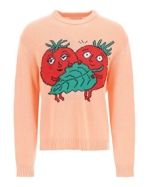 Sky High Farm Blue 'happy Tomatoes' Cotton Sweater for men