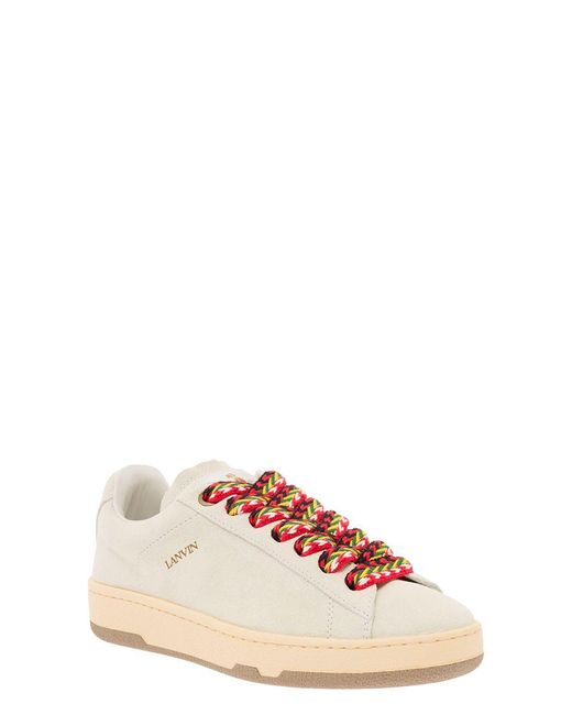 Lanvin Pink 'Lite Curb' Low Top Sneakers With Oversized Laces