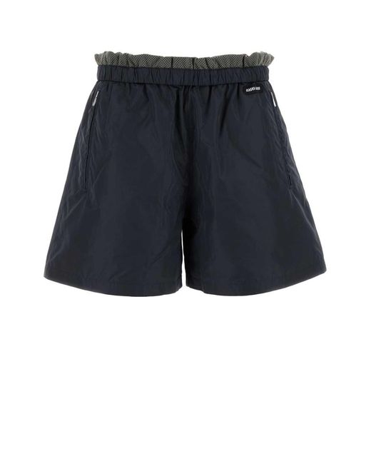 Miu Miu Blue Tech Silk Shorts