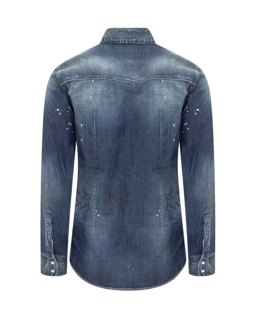 DSquared² Blue Denim Shirt Fashion Western for men