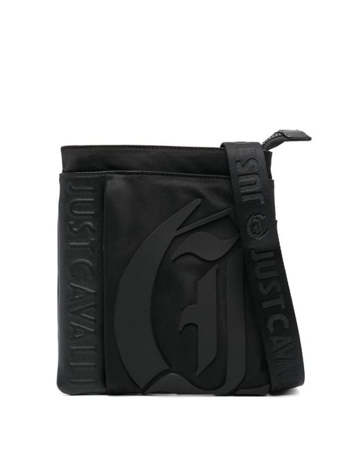 Just Cavalli Black Appliqué-logo Canvas Bag for men