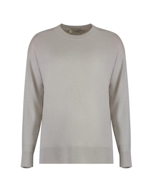 Max Mara Gray Verona Crew-Neck Wool Sweater