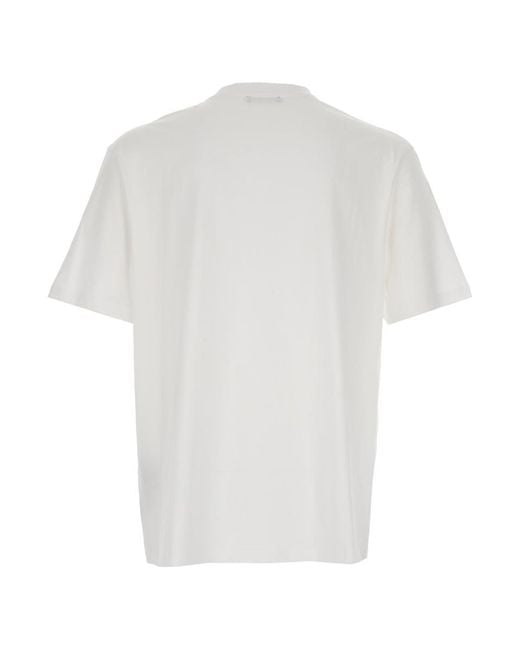 Balmain White Crewneck T-Shirt With Logo Lettering Print On The Front for men