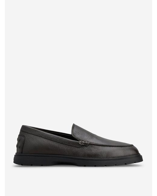 Tod's Black Leather Slipper Moccasins for men