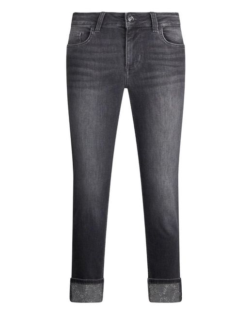 Liu Jo Gray Cropped Slim Fit Jeans With Five-Pocket Design