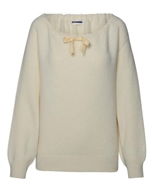 Jil Sander White Cream Cashmere Sweater