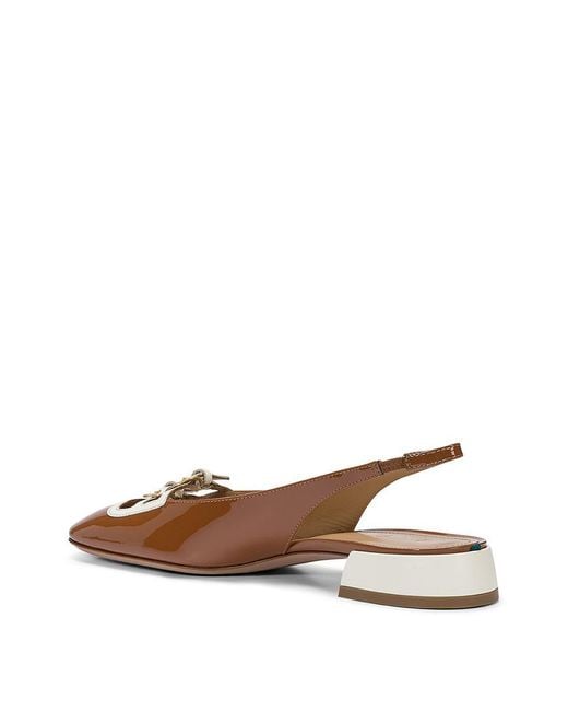 A.Bocca Brown Patent Leather Slingback With Heart Buckles