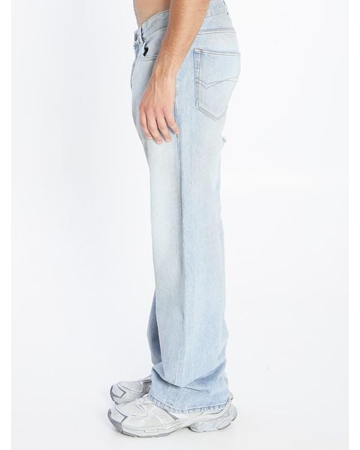 Balenciaga Blue Distressed Relaxed Jeans for men