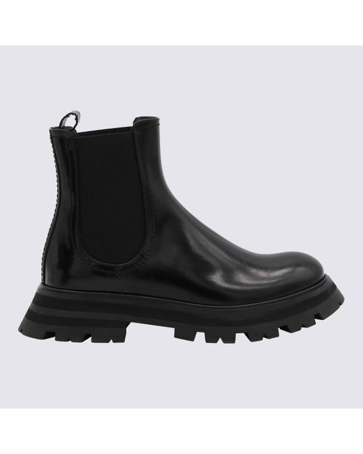 Alexander McQueen Black Leather Beatles Boots