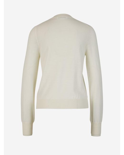 Victoria Beckham White Plain Wool Sweater