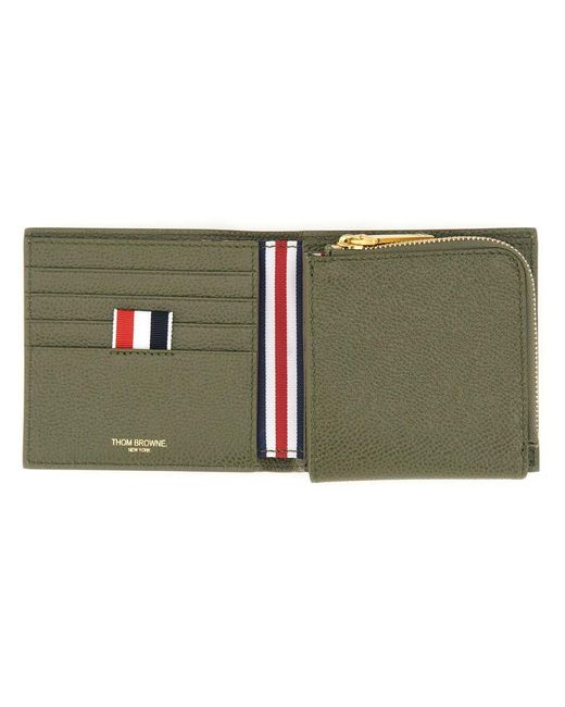 Thom Browne Green Leather Wallet for men