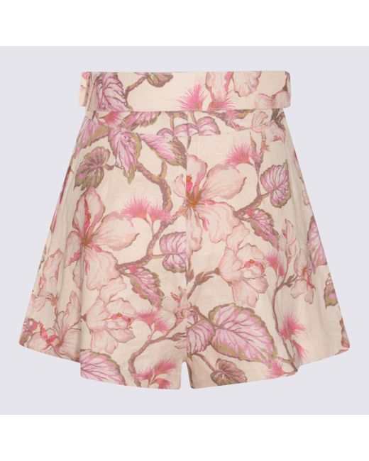 Zimmermann Pink Linen Shorts