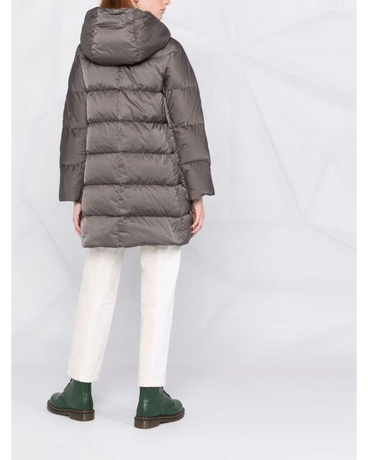 Herno Gray Long Puffer Coat With Buttons