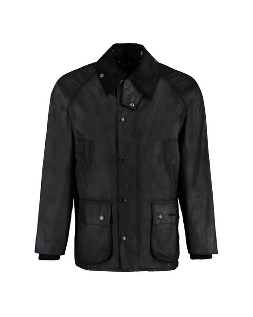 Barbour Black Bedale Jacket In Coated Cotton for men