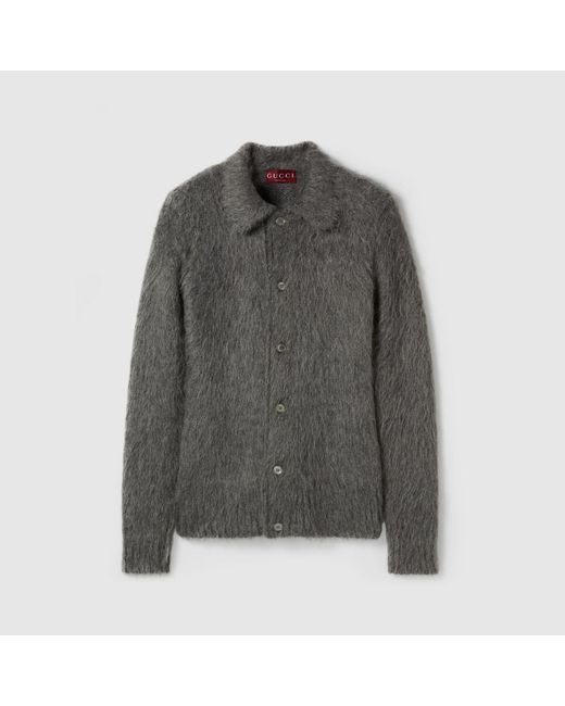 Gucci Gray Mohair Wool Cardigan for men
