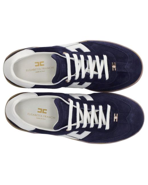 Elisabetta Franchi Blue Oltremare Avorio Sneaker With Logo