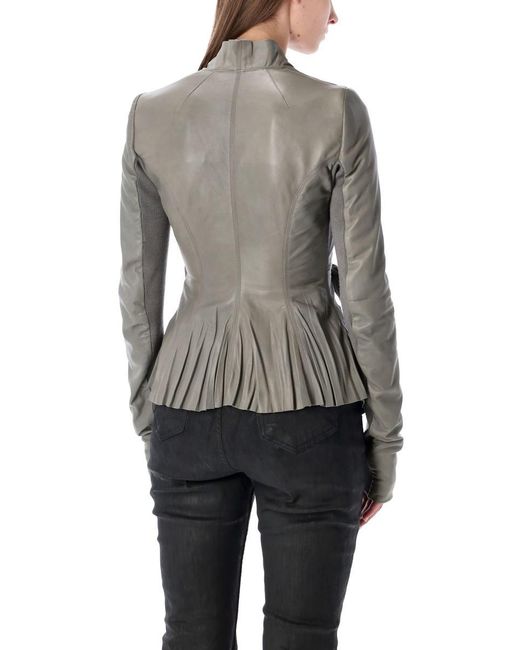 Rick Owens Gray Leather Wrap Jacket