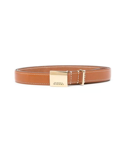 Isabel Marant White Lowell Engraved-buckle Leather Belt