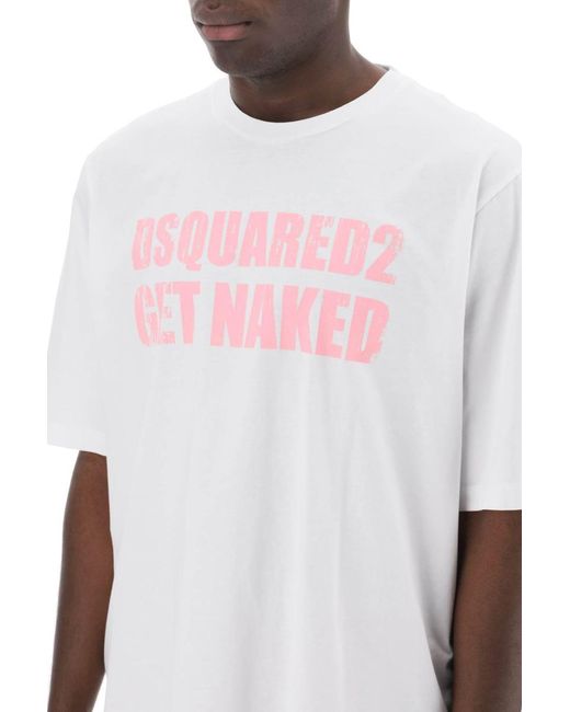 DSquared² Pink Skater Fit Printed T Shirt for men